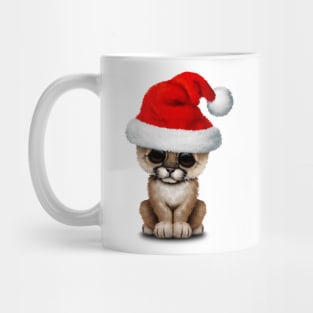 Cute Cougar Cub Wearing a Santa Hat Mug